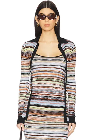 Missoni Long Sleeve Shirt in Multicolor With Blue Tones in Rust, Baby Blue. Size 40/4, 42/6.