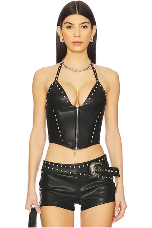 superdown Melisa Faux Leather Top in . Size M, S, XS, XXS.