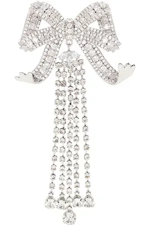 Self-Portrait Crystal Bow Droplet Brooch in .