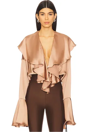 Norma Kamali Long Sleeve Ruffle Bodysuit in . Size S, XL, XS.