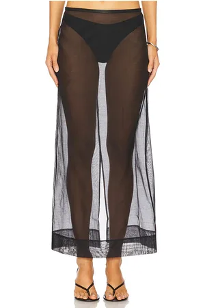St Agni Sheer Leather Trim Skirt in . Size S, XS.