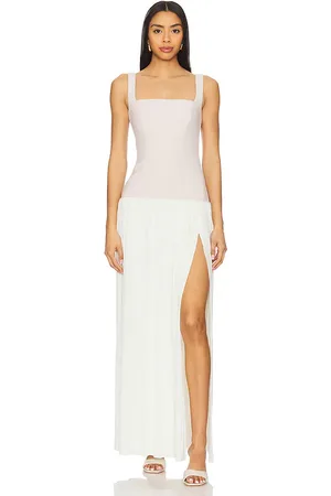 Nookie Desiree Square Neck Maxi Dress in Nude,White. Size M, S, XS.