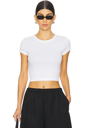 ENZA COSTA Supima Baby Cropped Tee in . Size S, XS.