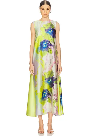 MISA Sylvie Dress in Green,Beige. Size S, XS.