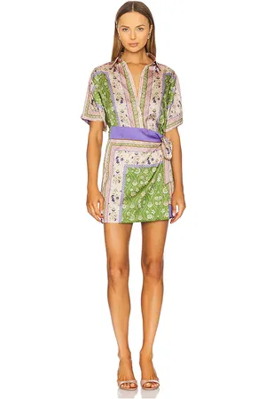 MISA Kezia Dress in Green,Beige. Size XS.