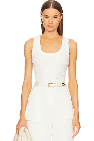 ENZA COSTA Puckered Tank in . Size L.