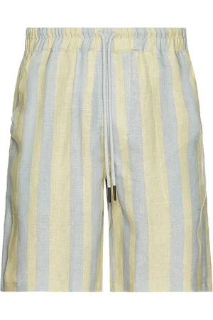 Oas Mist Strata Nicola Linen Shorts in Blue,Yellow. Size M, S.