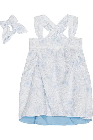 Cult Gaia Kids Ambria Dress in White,Baby Blue. Size 4, 6.