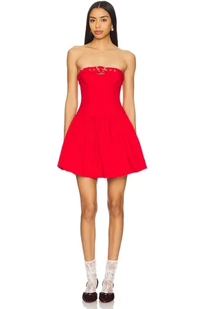 For Love & Lemons Lipstick Denim Mini Dress in . Size M, S, XL, XS.