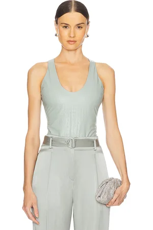 LAPOINTE Croc Faux Leather Scoop Bodysuit in . Size 2, 4, 6.