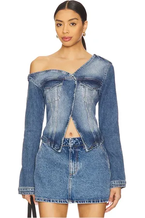GOOD AMERICAN Asymmetric Denim Shirt in . Size M, S, XS.