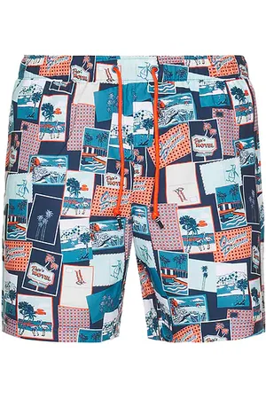 Original Penguin 7 Volley All Over Print Postcard Swim Trunk in . Size M, S, XL/1X.