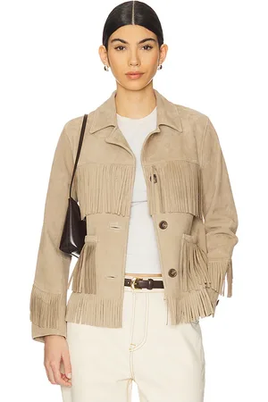 GRLFRND Joni Suede Fringe Jacket in . Size M, S, XS, XXS.