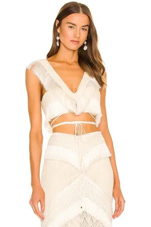 PATBO Fringe Trim Cropped Top in . Size 10, 2, 8.