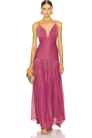 PATBO Metallic Plunge Long Dress in . Size 2.