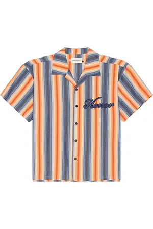 HONOR THE GIFT Auto Shop Camp Shirt in Blue,Orange. Size M, S, XL/1X.