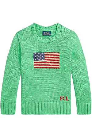 Ralph Lauren Kids Flag Cotton Crewneck Sweater in . Size 4, 5.