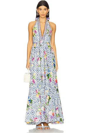 Camilla Ruffle Hem Halter Dress in . Size S, XS.