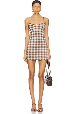 For Love & Lemons Gingham Knit Mini Dress in . Size M, XL.