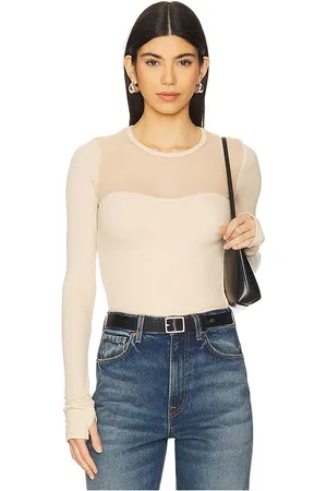 Michael Lauren Oslo Long Sleeve Top in Nude,Neutral. Size M, S, XL, XS.