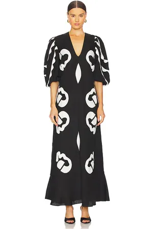 Adriana Degreas Appliqu V-Neck Midi Dress in . Size M, S.