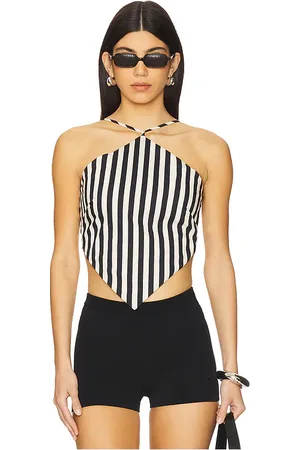 SIMON MILLER Kit Poplin Tie Top in Cream,Black. Size XL.