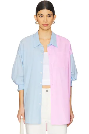 Denimist Button Front Shirt in Baby Blue,Pink. Size M, S, XL, XS.