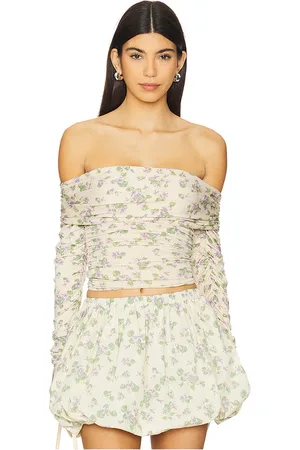 SWF Off Shoulder Wrap Top in Cream,Green. Size S, XS.