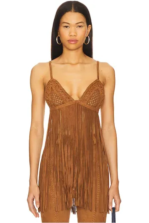 Retrofete Jacinta Suede Fringe Bra in . Size S.
