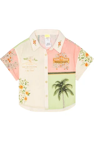 Agua Bendita Kids Clarabelle ÃtÃ© Top in Cream,Green. Size 4.