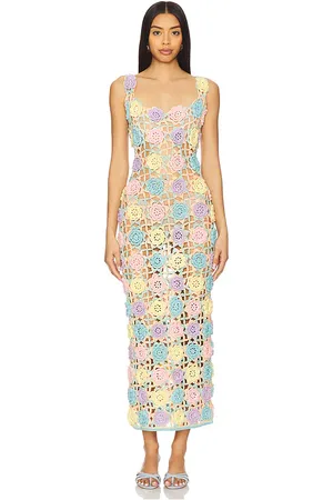 ELLIATT Elise Midi Dress in Lavender,Yellow. Size M, S, XL, XS.