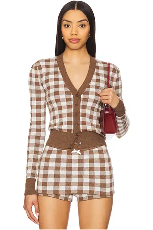 For Love & Lemons Gingham Knit Cardigan in . Size M, S, XL, XS.