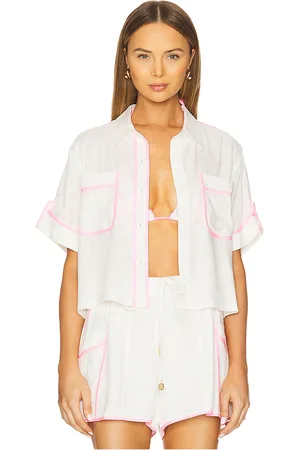 Kulani Kinis Linen Cropped Shirt in . Size M, S.