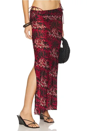 Indah Mickey Printed Maxi With Side Splits & Foldover Waist Panel Skirt in . Size M, S, XS.