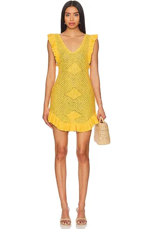 Free People Mykonos Sweater Mini Dress in Tangerine,Mustard. Size XS.