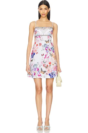 Camilla Mini Sundress in Ivory,Blue. Size M, S.
