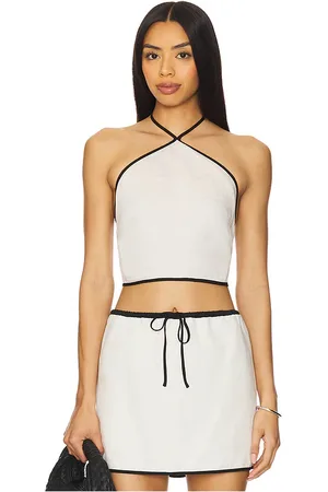ONIA Air Linen Cropped Halter Top in . Size M, S, XL, XS.