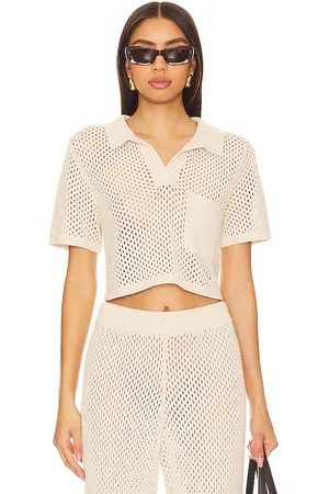 ONIA Crochet Cropped Polo Top in . Size M, S, XL, XS.