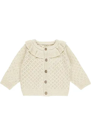 Quincy Mae Kids Ruffle Collar Cardigan in . Size 18-24M, 4-5yr.