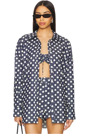 For Love & Lemons Dolly Dot Denim Button-down Top in . Size M, S, XS.