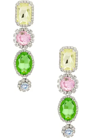 AREA Crystal Drop Earrings in Pink,Green.