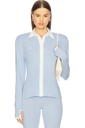 Rowen Rose Long Sleeve Polo Top in . Size 38/4.