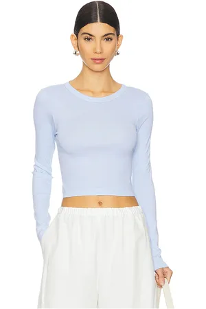 ENZA COSTA Supima Baby Long Sleeve Cropped Top in . Size M, S, XS.