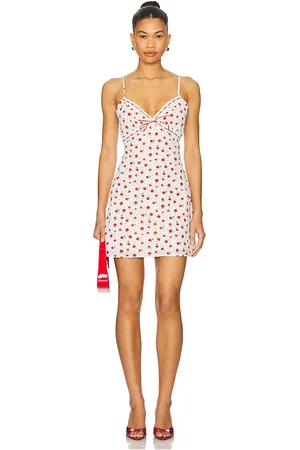 MORE TO COME Clemence Mini Dress in Red,White. Size M, S, XL, XS, XXS.