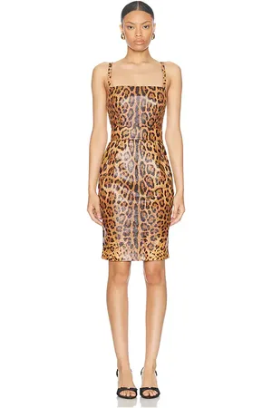 SIEDRES Dolce & Gabbana Leather Leopard Print Dress in . Size .
