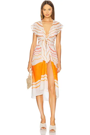 Vix Sasha Long Cover Up in Orange,Ivory. Size M, S, XL, XS.
