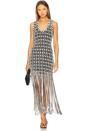 Simkhai Sonia Tank Dress in White & Black Multi in Black,White. Size M, S.