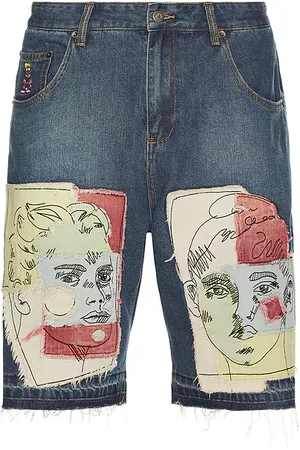 KIDSUPER STUDIOS Boy & Girl Doodles Patchwork Baggy Shorts in . Size M, S.