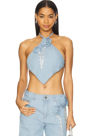 AREA Crystal Rosette Handkerchief Top in . Size M, S, XS.