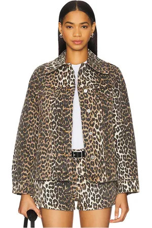 Ganni Print Denim Jacket in . Size 34, 36, 40, 42.